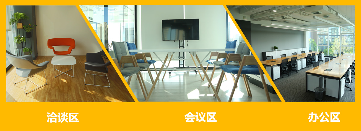 洽谈区、会议区、办公区